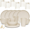 Wheat Straw Dinnerware Sets -DAPIPIK 42 Piece Unbreakable Dinnerware Sets for 6 Kitchen Plates and Bowls Set Lightweight Camping Plates Cups and Bowls Set.Dishwasher Microwave Safe Dinnerware