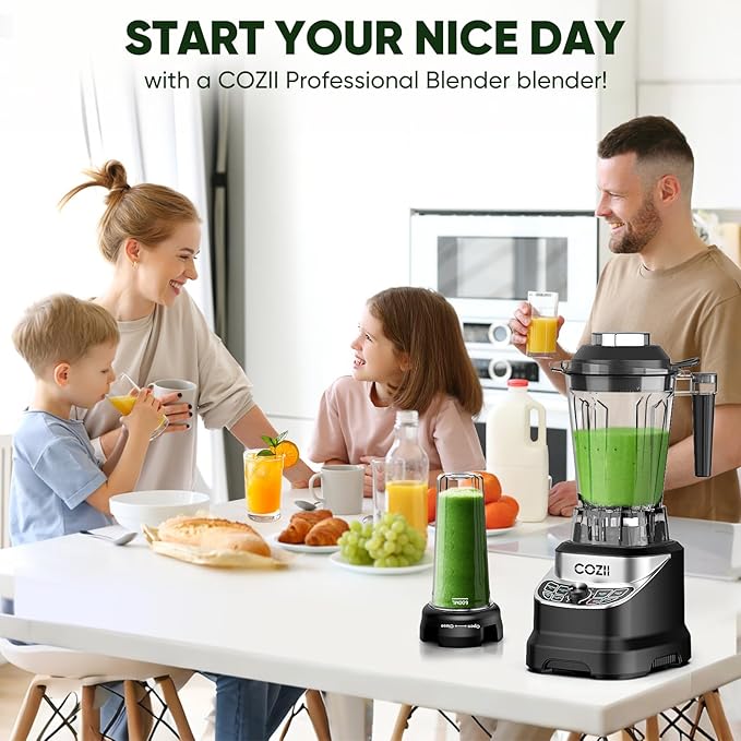 COZII Professional Blenders 2000W for Kitchen with 64oz Pitcher &amp 21oz To-go Cup Quiet Blender for Smoothies/Ice Crushing/Frozen Drink/Nut Milk 7 Preset Programs &amp 8 Speed Control Dishwashe
