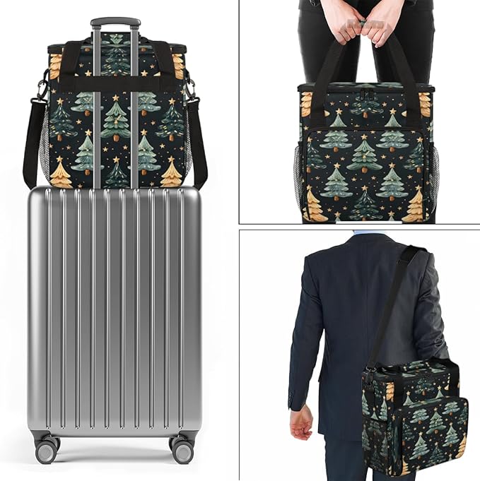 Graffiti Tree Xmas Coffee Maker Carrying Bag Portable Travel Storage Tote Bag Compatible with K-Mini or K-Mini Plus Single Serve Coffee Brewer Carrying Case with Multiple Pockets &amp Shoulder Stra