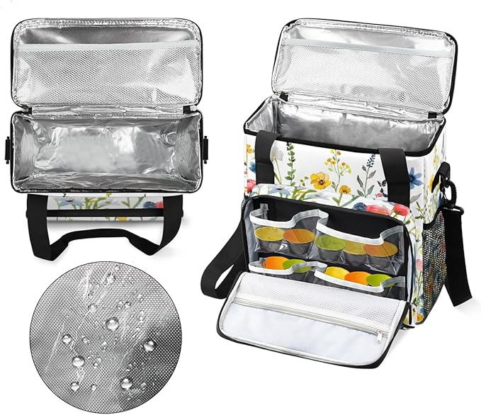Botanic Flowers Coffee Maker Carrying Bag Portable Travel Storage Tote Bag Compatible with K-Mini or K-Mini Plus Single Serve Coffee Brewer Carrying Case with Multiple Pockets &amp Shoulder Strap