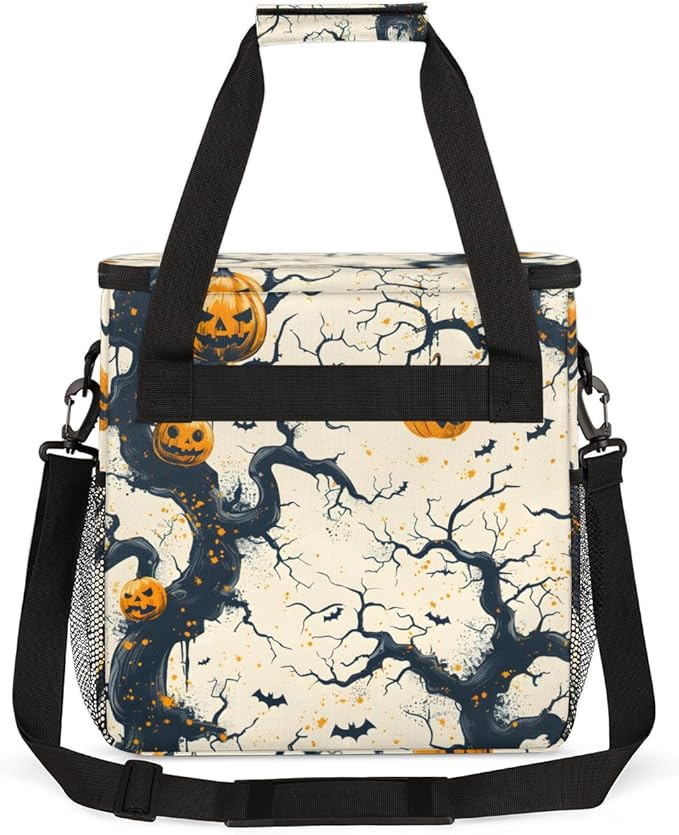 Halloween Pumpkin Coffee Maker Carrying Bag Graffiti Pumpkin Travel Storage Bag Compatible with K-Mini or K-Mini Plus Single Serve Coffee Brewer Carrying Case with Multiple Pockets &amp Shoulder St