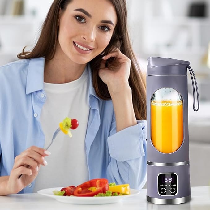 Portable Blender | 450ml Wireless Compact Maker with LED DisplayPortable Juicer Cup - for Home Gym Kitchen Beach School Camping Hiking Picnic Vacation Apartment Dorm