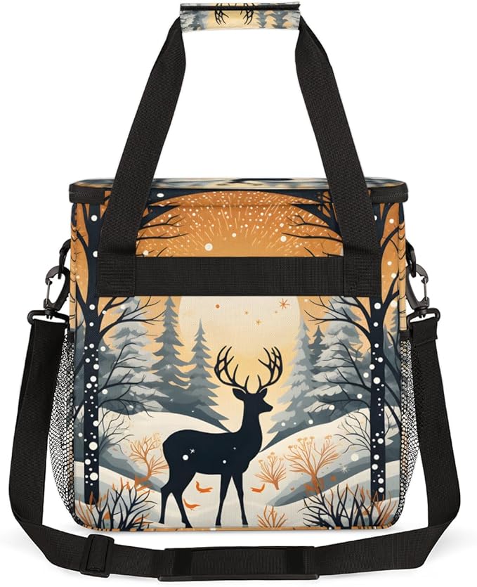 Abstract Elk Coffee Maker Carrying Bag Artistic Elk Travel Storage Bag Compatible with K-Mini or K-Mini Plus Single Serve Coffee Brewer Carrying Case with Multiple Pockets &amp Shoulder Strap