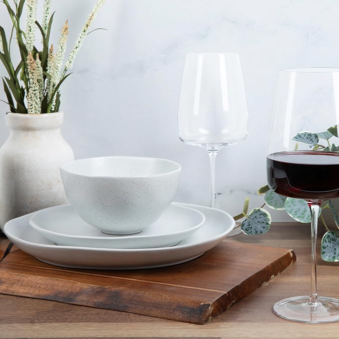 Trasa Home by Larder &amp Vine Eco-Friendly High Fired Artisan Stoneware Organic &amp Modern Dinnerware 16 piece set 4 place settings (Millstone)