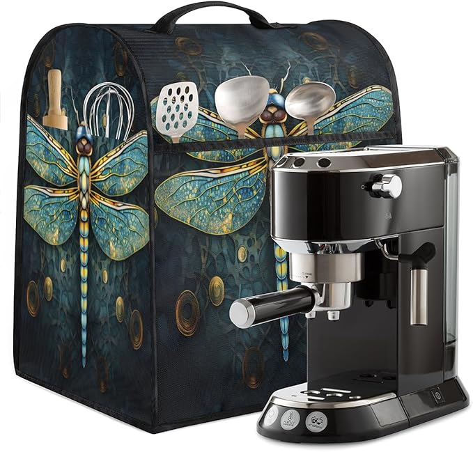 Kitchen Aid Mixer Cover Ethnic Turquoise Dragonfly Stand Mixer Cover Compatible with 6-8 Quarts Stand Mixers Dust Covers with Zipper Pocket Foldable Washable Kitchen Aid Organizer Bag