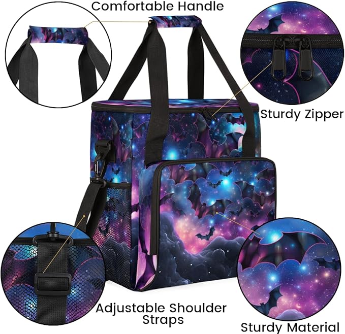 Magical Bat Coffee Maker Carrying Bag Glitter Bat Travel Storage Bag Compatible with K-Mini or K-Mini Plus Single Serve Coffee Brewer Carrying Case with Multiple Pockets &amp Shoulder Strap