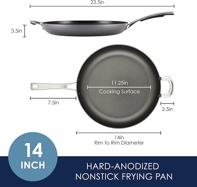 Rachael Ray Cook + Create Hard Anodized Nonstick Frying Pan/Skillet with Helper Handle 14 Inch - Black