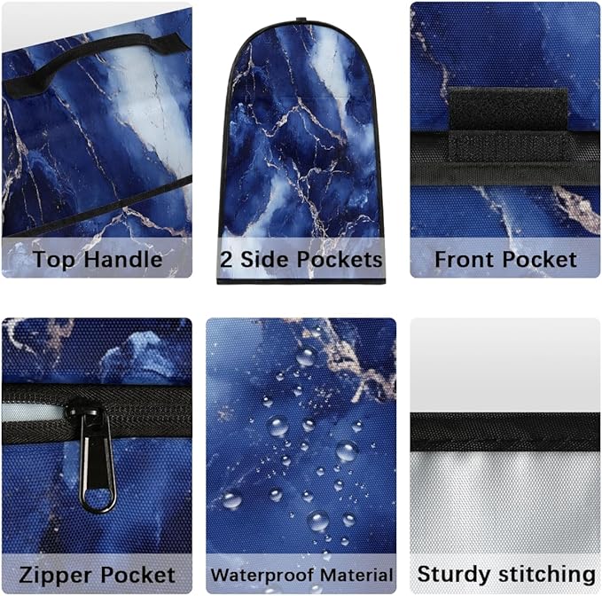cfpolar Kitchen Aid Mixer Cover Compatible with 6-8 Quarts Blue Marble Pattern Stand Mixer Cover Kitchen Aid Mixers Accessories Appliance Organizer Bag Dust Covers with Zipper Pocket