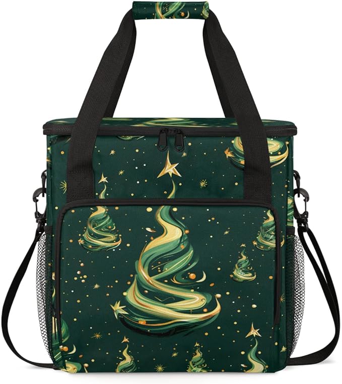 Christmas Festivals Coffee Maker Carrying Bag Glitter Tree Travel Storage Bag Compatible with K-Mini or K-Mini Plus Single Serve Coffee Brewer Carrying Case with Multiple Pockets &amp Shoulder Stra
