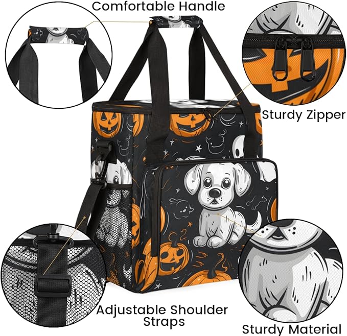 Retro Pumpkin Coffee Maker Carrying Bag Halloween Pumpkin Travel Storage Bag Compatible with K-Mini or K-Mini Plus Single Serve Coffee Brewer Carrying Case with Multiple Pockets &amp Shoulder Strap