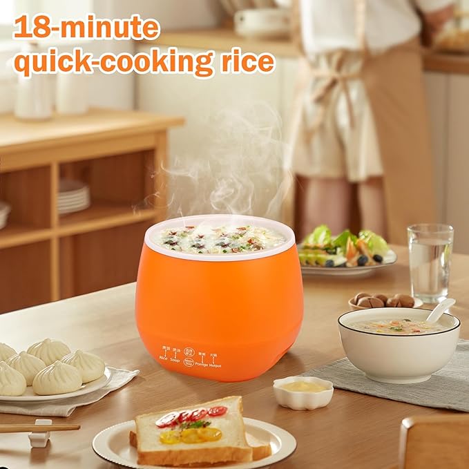 THEGA 1.8L Electric Rice Cooker 18 Minutes Fast Cooking Rice Cooker For 1-6 People With Keep Warm Function Automatic Cooking Non-Stick Inner Pot Measuring Cup For Home Cooking(Orange)