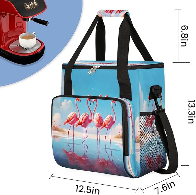 Love Flamingo Blue Coffee Maker Carrying Bag for Keurig K-Mini or K-Mini Plus Storage Portable Coffee Maker Travel Bag