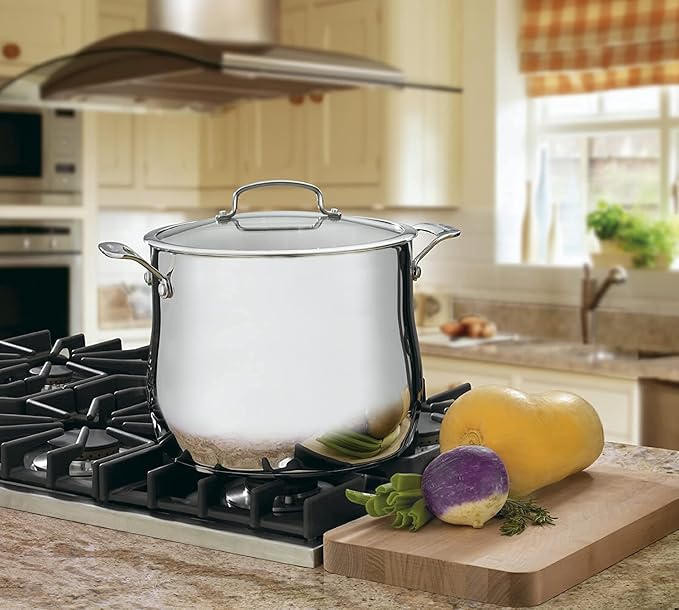 Cuisinart Contour Stainless 12-Quart Stockpot with Glass Cover Silver