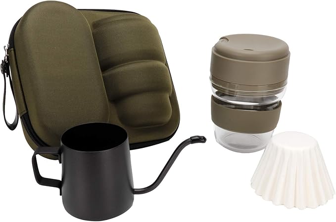 Alvinlite Portable Drip Coffee Maker Green 300ml Capacity Compact Manual Coffee Pot Cup Travel Coffee Maker Kit