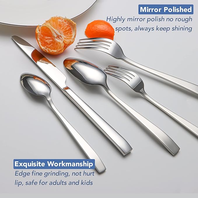 20 Piece Silverware Set for 4 EIUBUIE Premium Stainless Steel Cutlery Set Mirror Polished Flatware Sets Heavy Duty and Solid Modern Kitchen Eating Utensils Sets Include Spoons Forks Knives