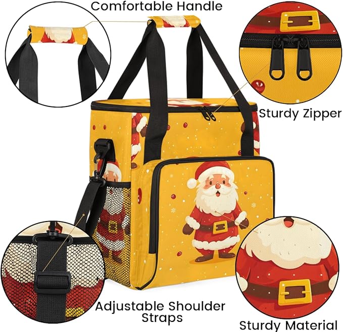 Cute Santa Claus Coffee Maker Carrying Bag Magical Santa Claus Travel Storage Bag Compatible with K-Mini or K-Mini Plus Single Serve Coffee Brewer Carrying Case with Pockets &amp Shoulder Strap