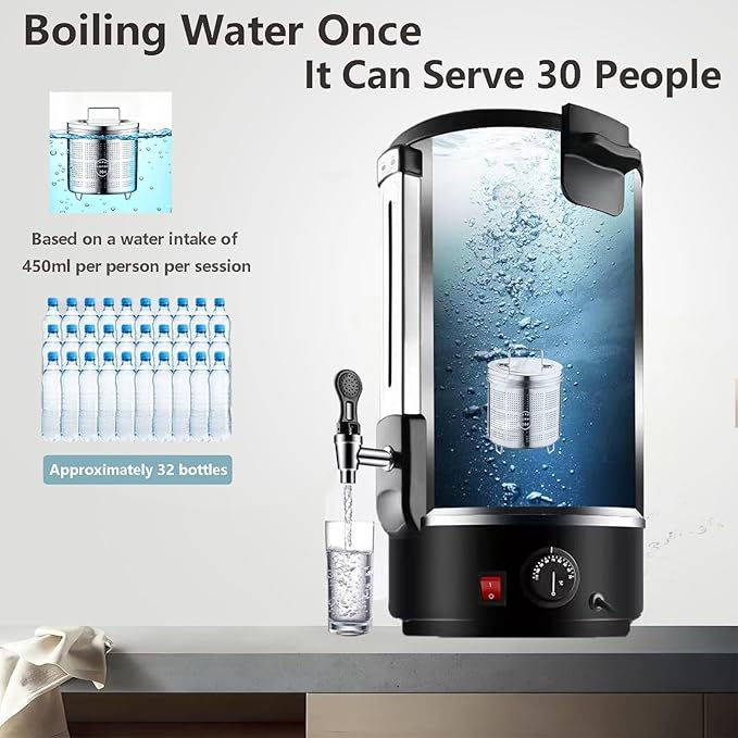 Commercial Coffee Maker 90-Cup Percolator Coffee Pot Electric Dispenser with Double Wall Stainless Steel Anti-Spill 20L Large Fast Brew Hot Water Urn 30L