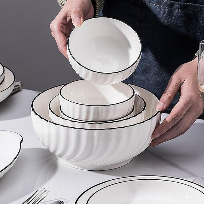 37 Pieces Kitchen Dinnerware Set Simple Ceramic Dishes Set Thick and Durability Dish Plates and Bowls Sets Stackable Dishware Sets High Temperature Firing Easy to Heat Microwave and Oven Safe