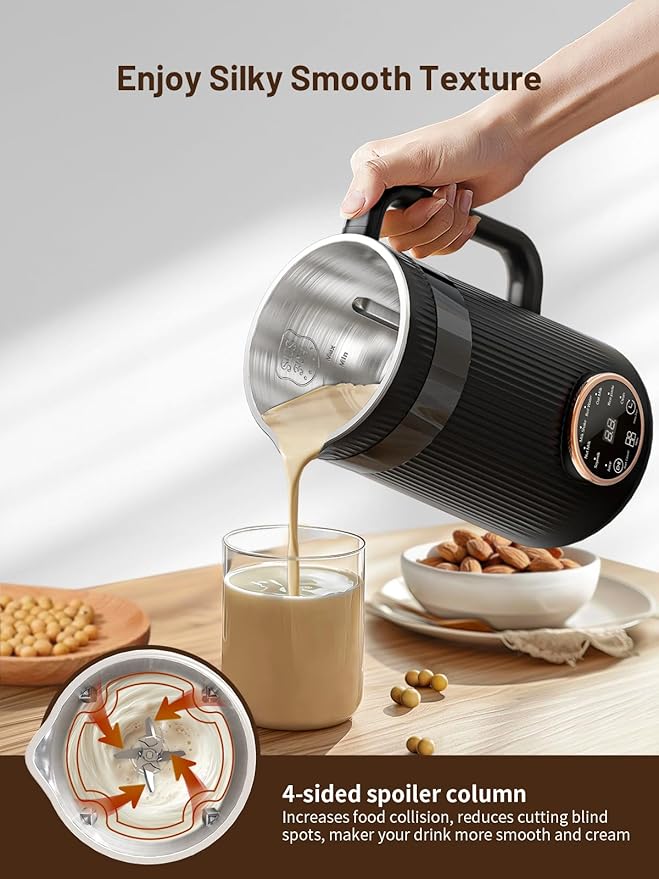 Nut Milk Maker Machine 35oz Homemade Soy Almond Oat Coconut Plant Based and Non Dairy Beverages 8 in 1 Automatic Soybean Machine With 12H Delay Start/Keep Warm/Boil Water