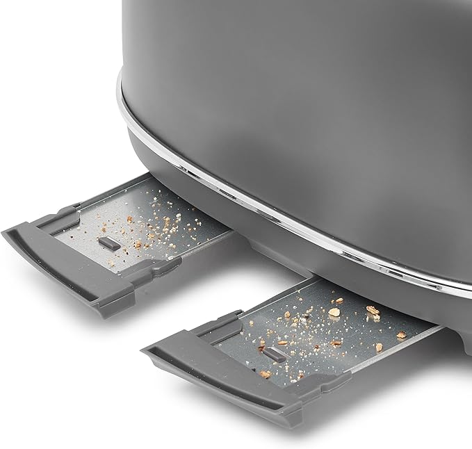 Haden Chelsea 4-Slice Wide Slot Stainless Steel Toaster with Adjustable Browning Control &amp Non-Slip Feet Grey &amp Chrome