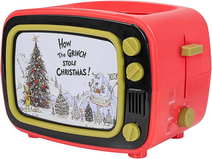 Uncanny Brands Dr. Seuss How the Grinch TV Toaster 2-Slice Holiday Breakfast Gift Grinch Face Toast Design