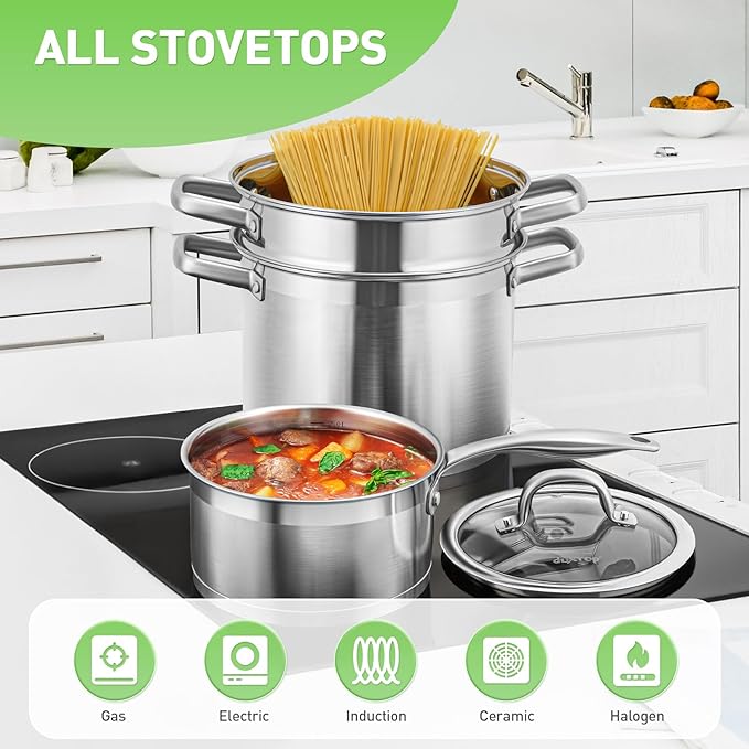 Duxtop Professional Stainless Steel Pots and Pans Set 17PC Induction Cookware Set Impact-bonded Technology
