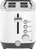 GE 2 Slice Toaster Extra Wide Slots for Toasting Bagels Breads Waffles &amp More 7 Adjustable Shade Settings Removable Crumb Tray Countertop Kitchen Essentials 850 Watts White