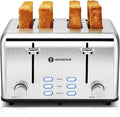 Aigostar Toaster 4 Slice 1.6 Wide Slot Stainless Steel Toasters with Bagel Reheat Cancel Defrost Function 6 Shade Settings Removable Crumb Tray 1550W Best Rated Prime 4 Slice Toasters