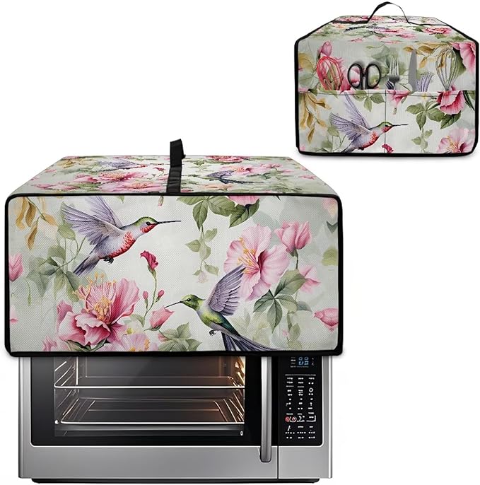 Doojoayie 8 Slice Toaster Cover Hummingbird 8 Slice Small Appliance Covers Stain Resistant &amp Dustproof Kitchen Appliance Protector Flower Print