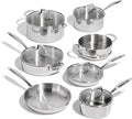 Lagostina 3 Ply Clad 12-pc Cookware Set  Stainless Steel Pots and Pans stay-cool cast stainless steel handles tempered glass lids Induction safe Oven Safe 500°F without the lids