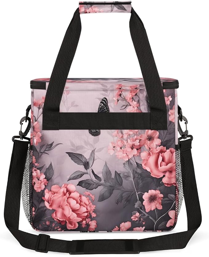 Flowers Butterfly Coffee Maker Carrying Bag Watercolor Butterfly Travel Storage Bag Compatible with K-Mini or K-Mini Plus Single Serve Coffee Brewer Carrying Case with Pockets &amp Shoulder Strap