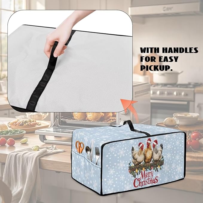 Doojoayie 8 Slice Toaster Cover Merry Christmas Toaster Cover Stain Resistant Dustproof Kitchen Appliance Protector Christmas Kitchen Decor Gift for People Who Loves to Cook