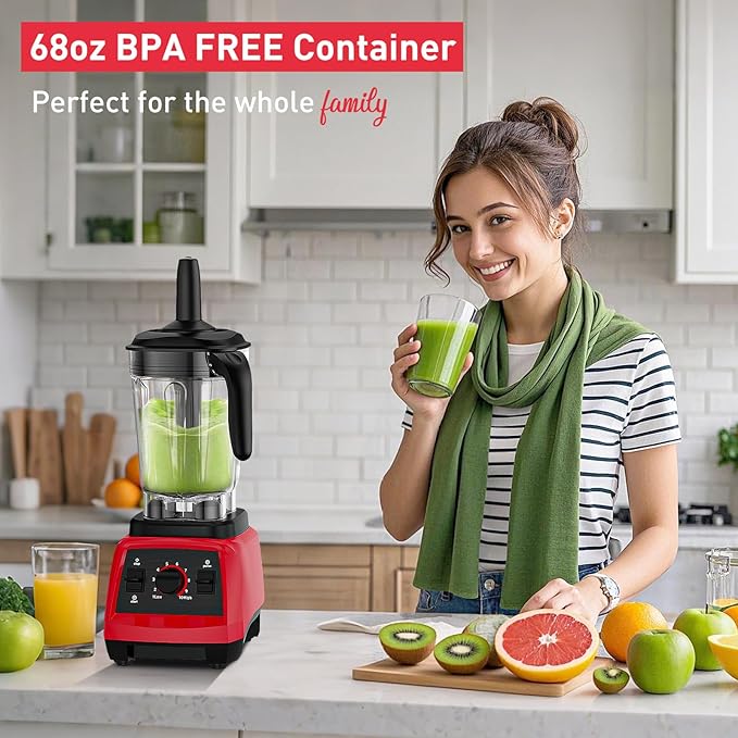 Smoothie Blender 1800W Countertop Professional Blender Juicer for Kitchen Ice Crusher or Juice Milkshake Dessert