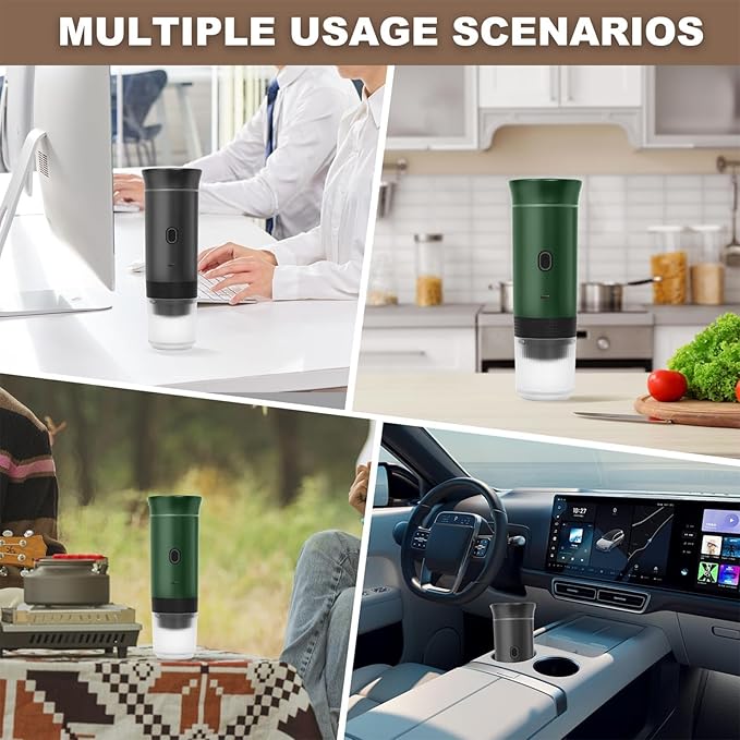 Portable Coffee MachineCar Coffee Maker - Professional Brew Device Small Rechargeable Extraction Tool for Camping Hiking