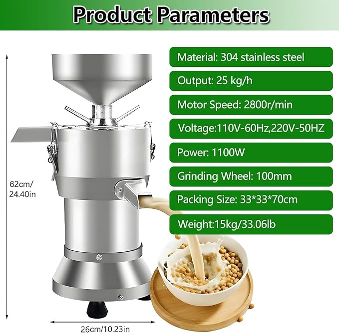 Automatic Stainless Steel Soybean Milk Maker Machine 1100W Commercial Soybean Milk Machine With Slag Separation For Restaurant Canteen Soymilk 25KG/H
