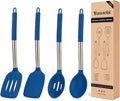 Kitchen Utensils Silicone Cooking Utensils Set for Nonstick Cookware Silicone Cooking Kitchen Utensils Set Perfect for Baking and Mixing Spatula Set BPA Free Dishwasher Safe Blue 4 Pack
