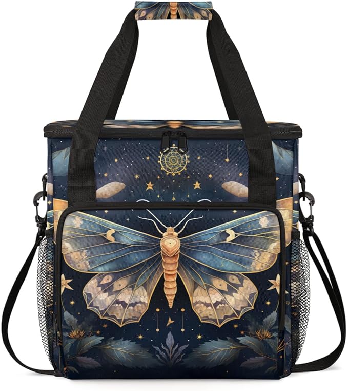 Gothic Butterfly Coffee Maker Carrying Bag Flame Butterfly Travel Storage Bag Compatible with K-Mini or K-Mini Plus Single Serve Coffee Brewer Carrying Case with Multiple Pockets &amp Shoulder Stra