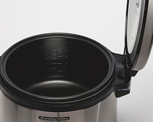Proctor Silex Commercial 37540 Rice Cooker/Warmer 40 Cups Cooked Rice Capacity Nonstick Inner Pot Hinged Lid Stainless Steel Housing Conforms to NSF