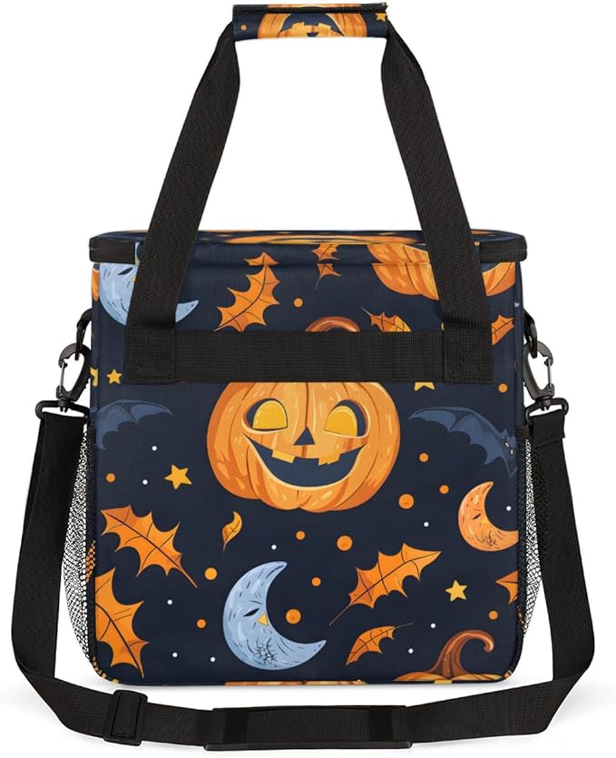 Halloween Pumpkin Coffee Maker Carrying Bag Glitter Pumpkin Travel Storage Bag Compatible with K-Mini or K-Mini Plus Single Serve Coffee Brewer Carrying Case with Multiple Pockets &amp Shoulder Str