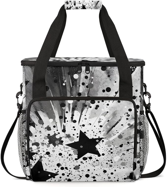 Abstract Star Coffee Maker Carrying Bag Portable Travel Storage Tote Bag Compatible with K-Mini or K-Mini Plus Single Serve Coffee Brewer Carrying Case with Multiple Pockets &amp Shoulder Strap