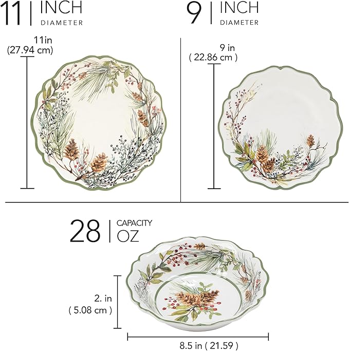 Certified International Winter Forest 12 Pc Dinnerware Set Service for 4