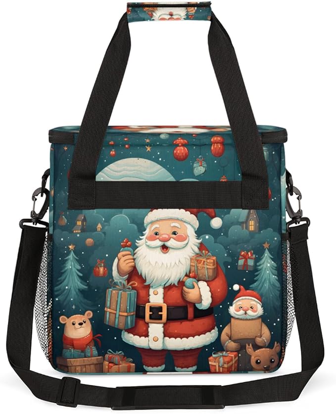 Colorful Santa Claus Coffee Maker Carrying Bag Bright Santa Claus Travel Storage Bag Compatible with K-Mini or K-Mini Plus Single Serve Coffee Brewer Carrying Case with Pockets &amp Shoulder Strap