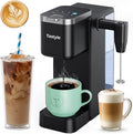 Single Serve Coffee Maker with Built-in Detachable Milk Frother Iced and Hot Coffee Machine for K Cup &amp Grounds 40oz Removable Water Reservoir 6 Cup Sizes Fits 7.3 Travel Mug Black