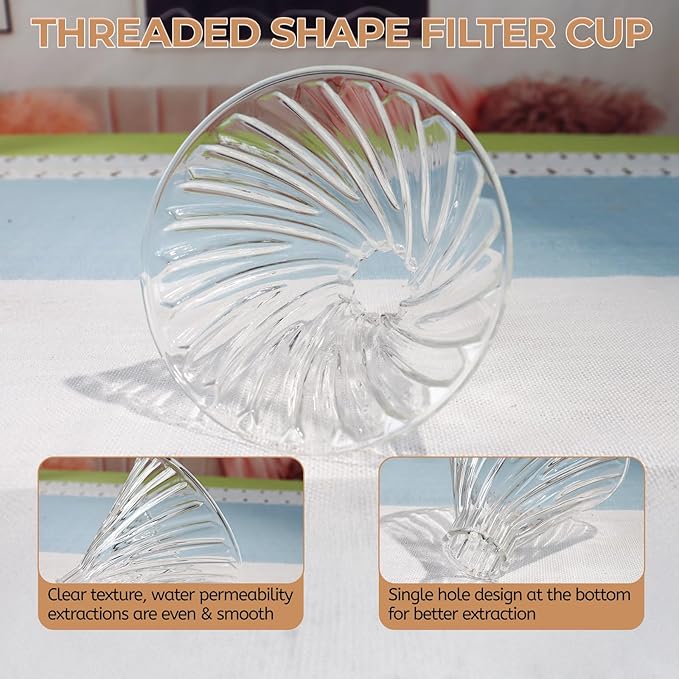Pour Over Coffee Maker 600ml Borosilicate Glass Drip Coffeemaker Server Set with 100pcs V60 Cone Paper Filters Walnut Collar Glass Lid Clear Hand Brew Dripper Carafe for Home Camping Travel 20.3oz