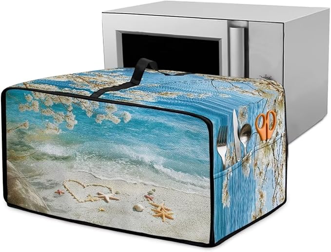 Starfish Beach Print Toaster Oven Dust Cover Heavy Duty Toaster Smart Oven Dust Cover with Accessory Pockets L