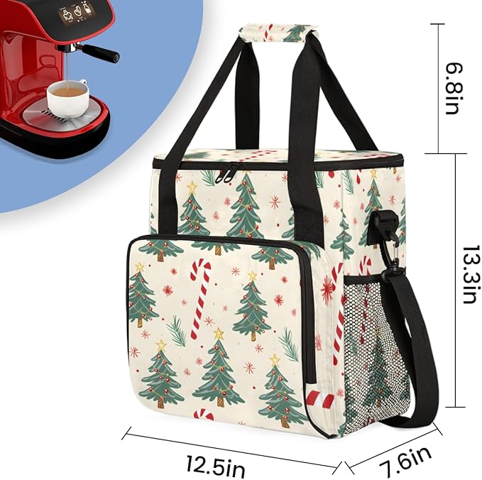 Cartoon Tree Coffee Maker Carrying Bag Modern Tree Travel Storage Bag Compatible with K-Mini or K-Mini Plus Single Serve Coffee Brewer Carrying Case with Multiple Pockets &amp Shoulder Strap