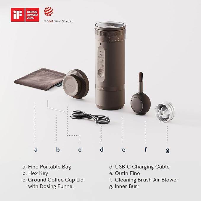 OutIn Nano Portable Electric Espresso Machine Electric Coffee Grinder Silicone Coffee Mat