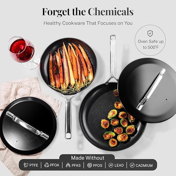 Gotham Steel Modern 11 Pc Ceramic Pots and Pans Set Non Stick Professional Elegant Kitchen Cookware Sets with Steamer for Cooking Non Toxic Made without PFOS PFOS Dishwasher &amp Oven Safe