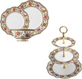 ACMLIFE Fine China Dinnerware Sets for 4 3 Tier Cupcake Stands for Dessert Table