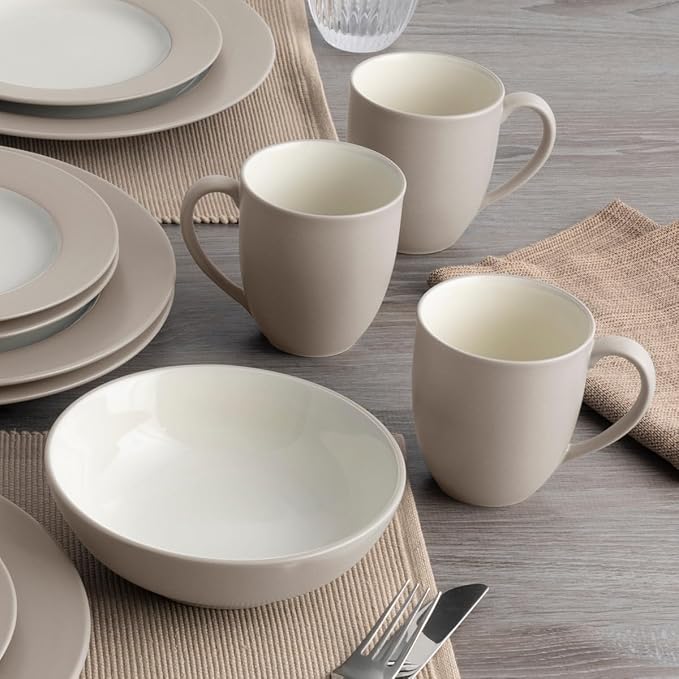 Noritake Colorwave Sand 16-Piece Rim Dinnerware Set Service For 4